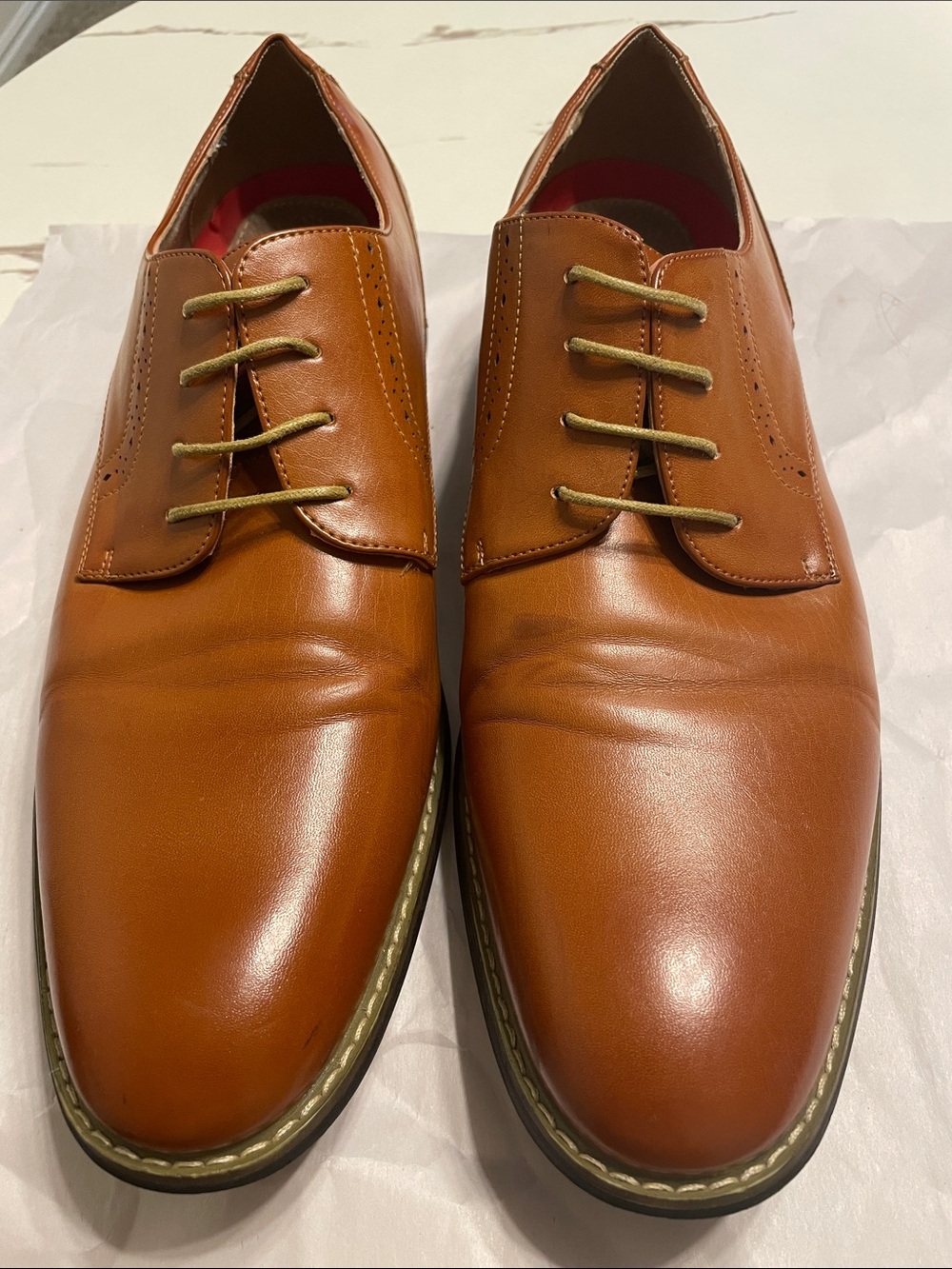 BRUNO MARCH Men's Leather Derby Dress Shoes PRINCE-16 in Natural Leather color